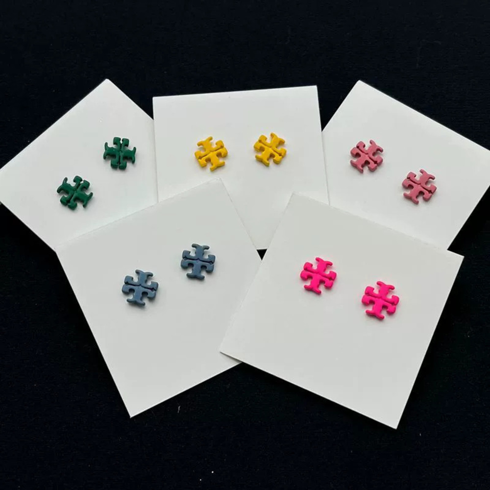 Tory Burch Stud Earrings Enamel Cold Style Small Pair